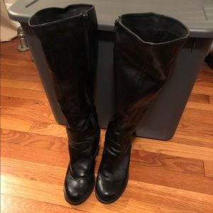 Tall Black Heeled Riding Boots - Wide Calf